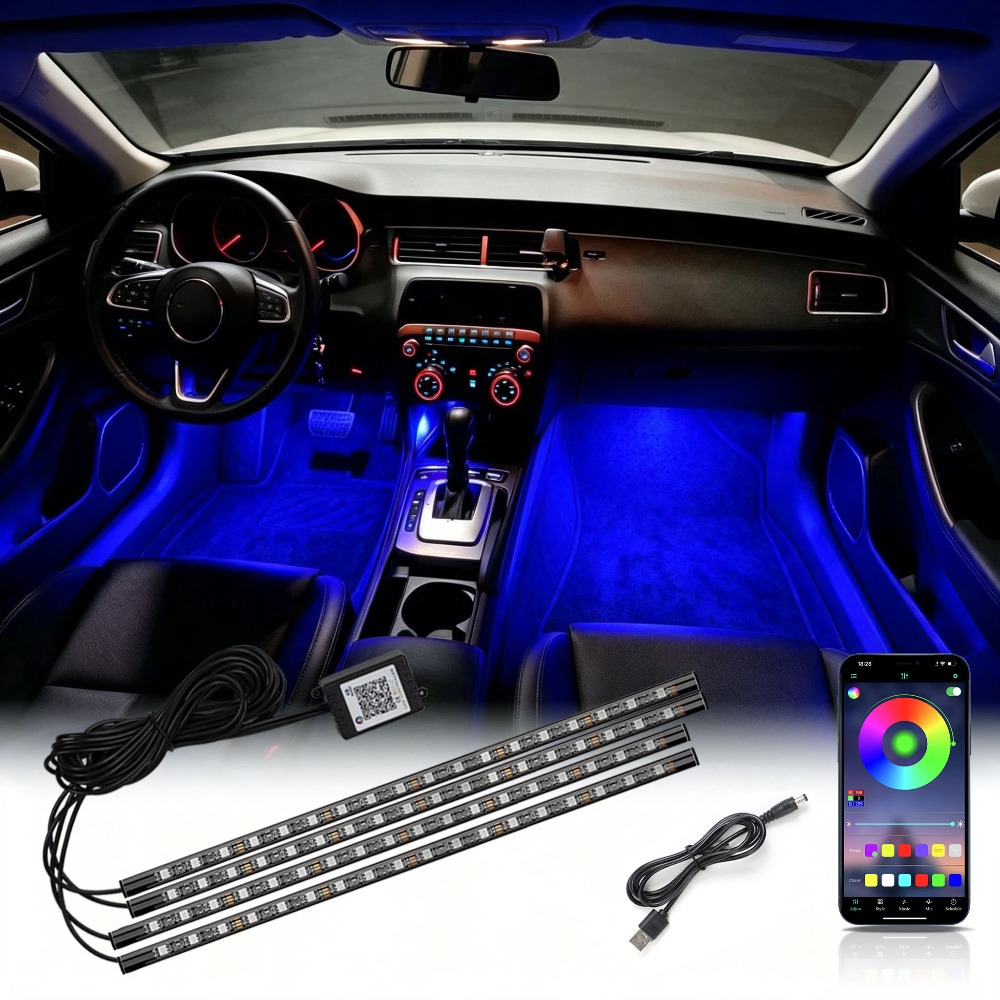 Multi-mode RGB Neon Car Interi - đánh giá và giá Led Ambient Interior Car Lights App Control