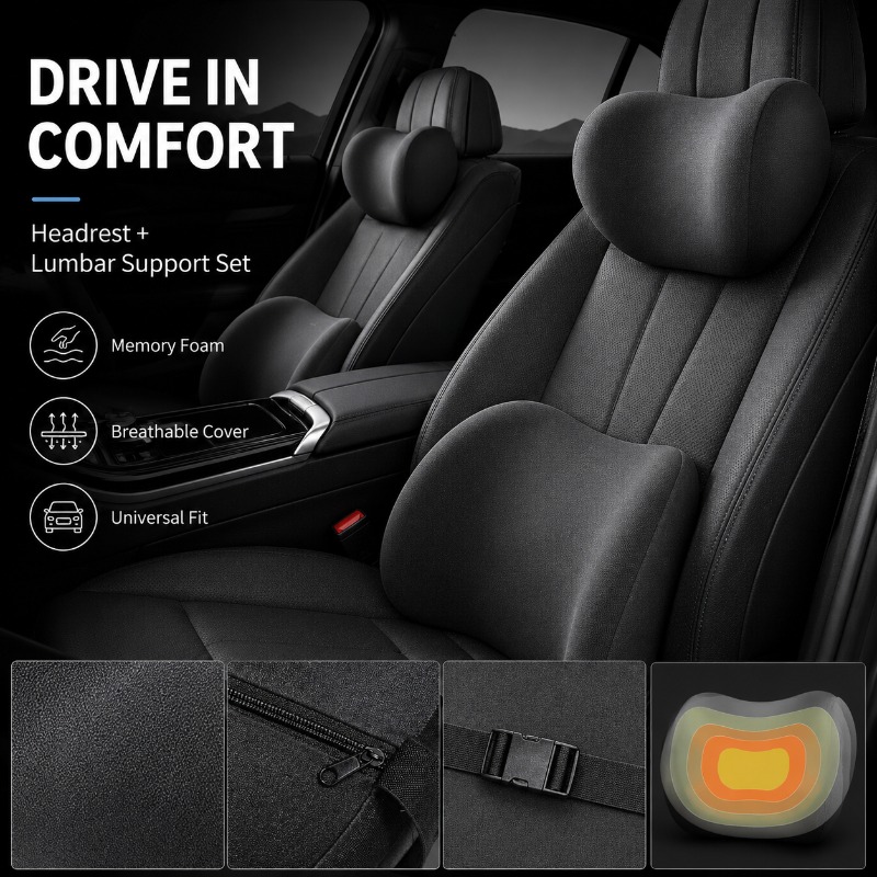 Car Headrest Neck Pillow and L - đánh giá và giá Memory Foam Car Neck Pillow Lumbar Support