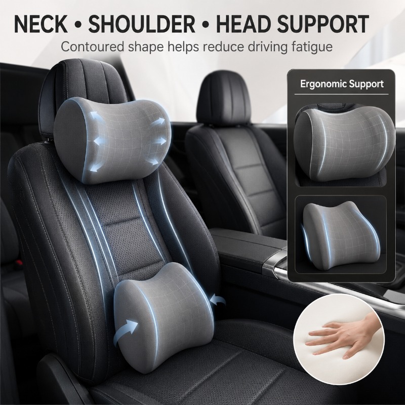 Car Headrest Neck Pillow and L - đánh giá và giá Memory Foam Car Neck Pillow Lumbar Support