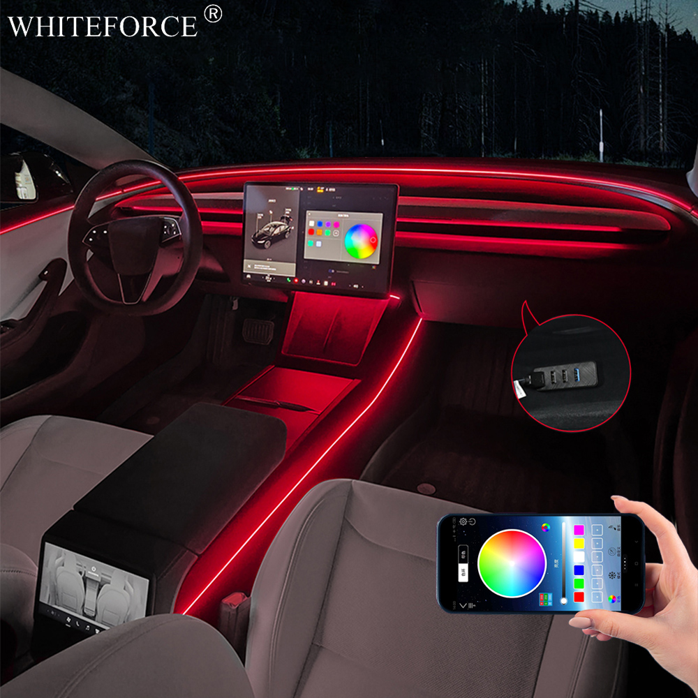 For Tesla Model Y Juniper LED  - đánh giá và giá Led Ambient Interior Car Lights App Control